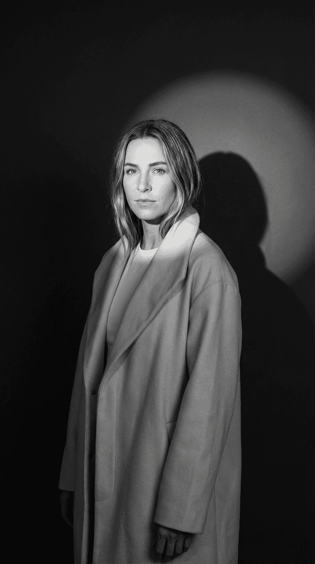 Black And White Editorial Portrait With Circular Spotlight Lighting ...