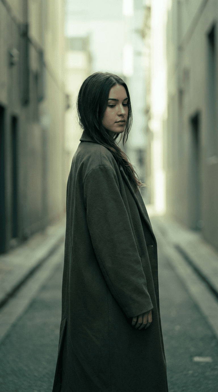 Street Photoshoot Portrait In Narrow City Alley With Soft Diffused Daylight