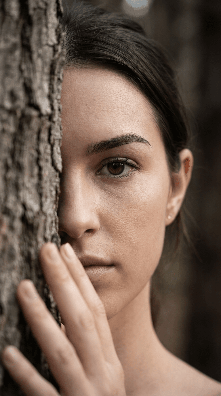 Outdoor Nature Portrait Photoshoot With Close-Up Framing And Soft Natural Light